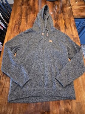 Quicksilver Keller Fleece Mens Hoodie dark grey XXL With Faux Leather Logo
